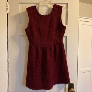 Burgundy Fit and Flare Dress